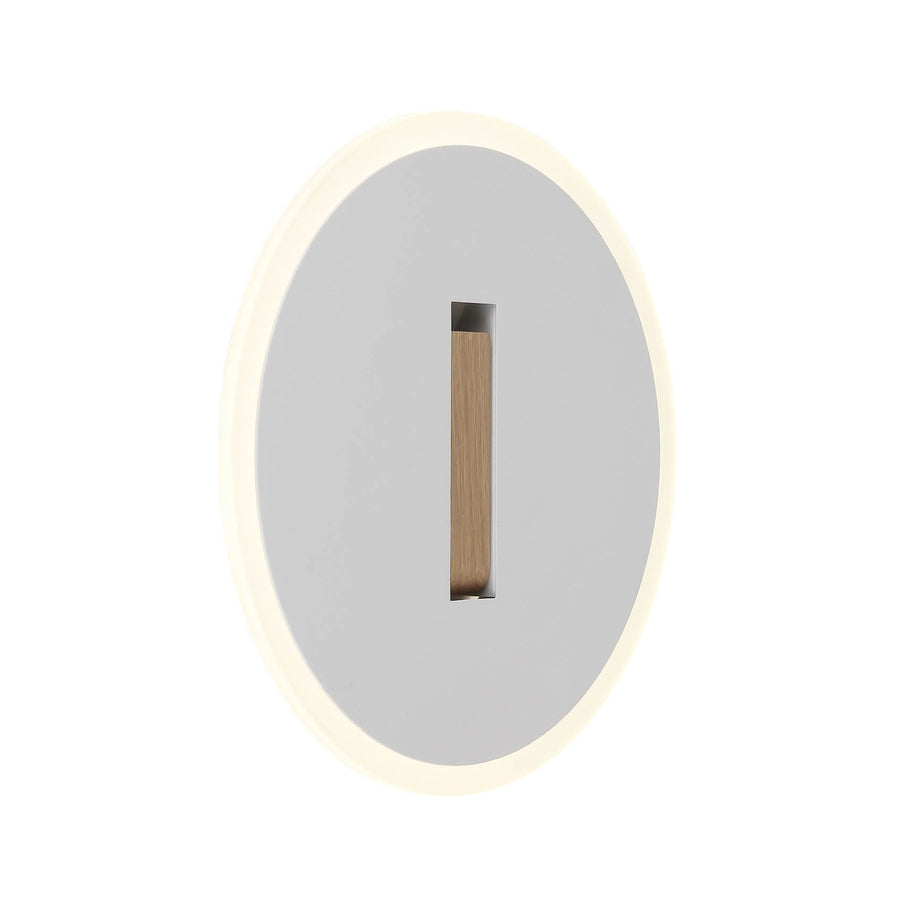 Vue de face d'une applique murale ronde blanche mate avec halo lumineux