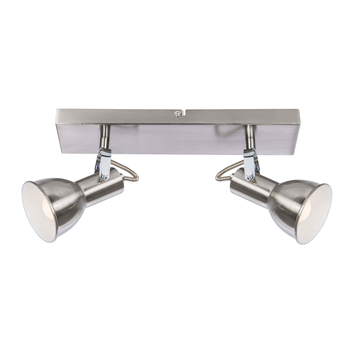 Plafonnier deux spots orientables, platine rectangulaire et finition nickel satiné brossé
