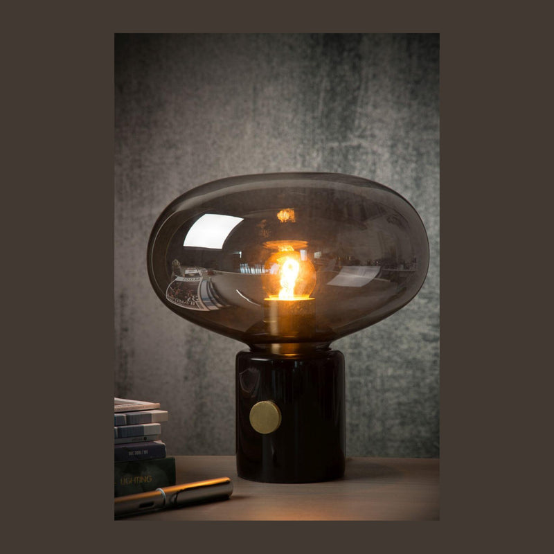 Lampe à poser Charlize fumée et grise, verre