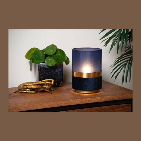 Lampe à poser Extravaganza Tusse bleu et dorée mat, lin