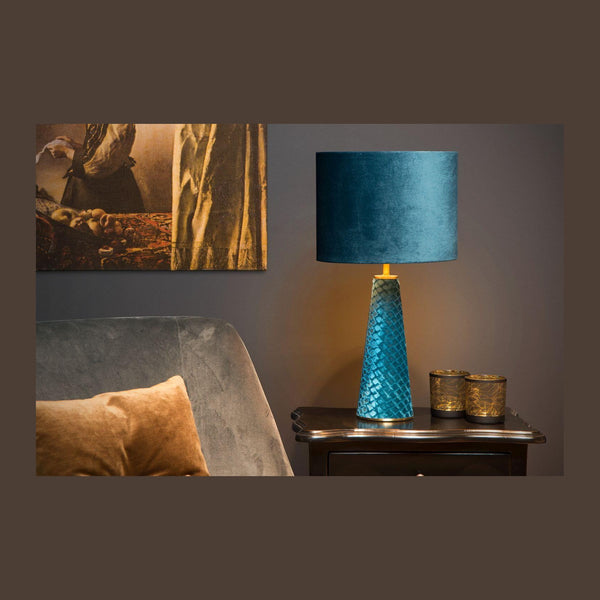 Lampe à poser Extravaganza Velvet turquoise, coton