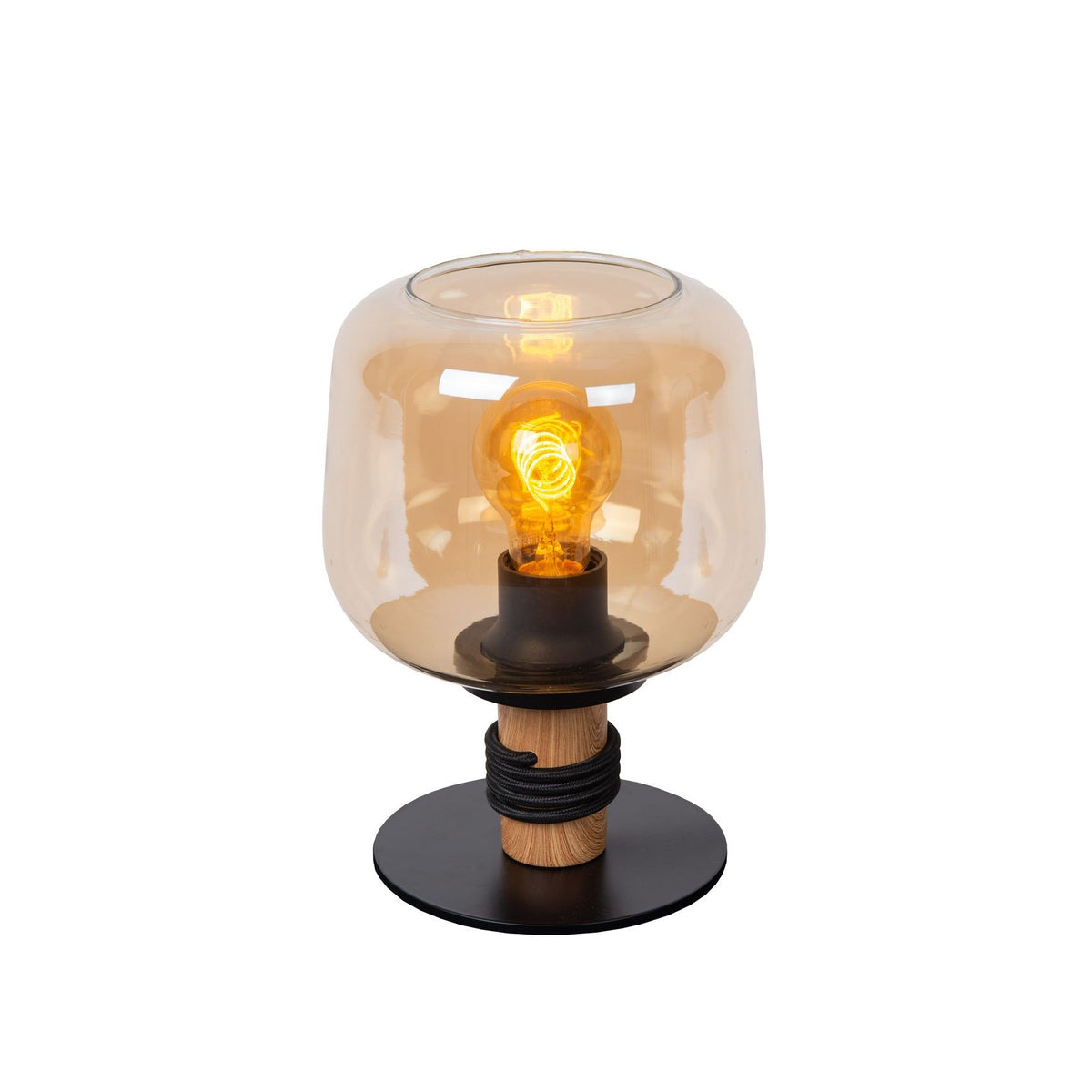 Lampe à poser Ilona ambrée et noire, verre