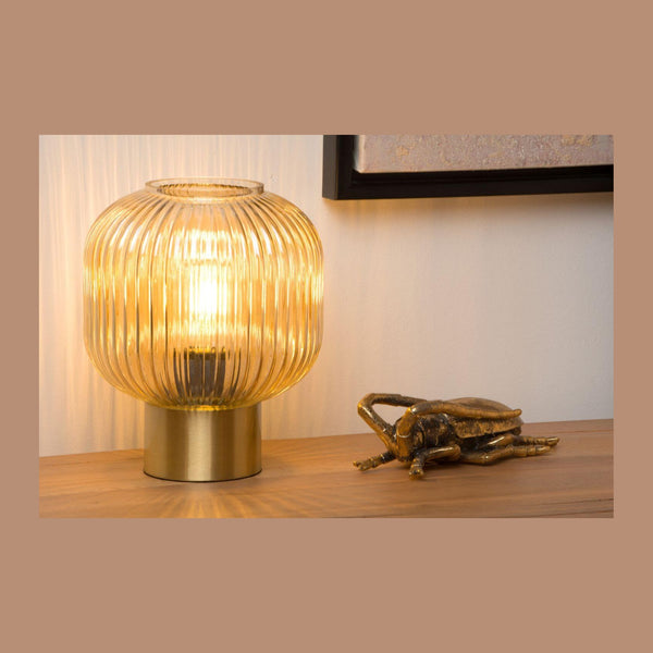 Lampe à poser Maloto ambrée et dorée mat, verre