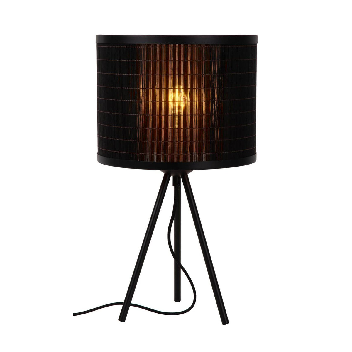 Lampe à poser Tagalog noire et bois clair, H 47 cm