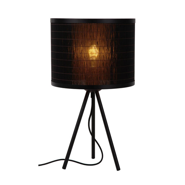 Lampe à poser Tagalog noire et bois clair, H 47 cm