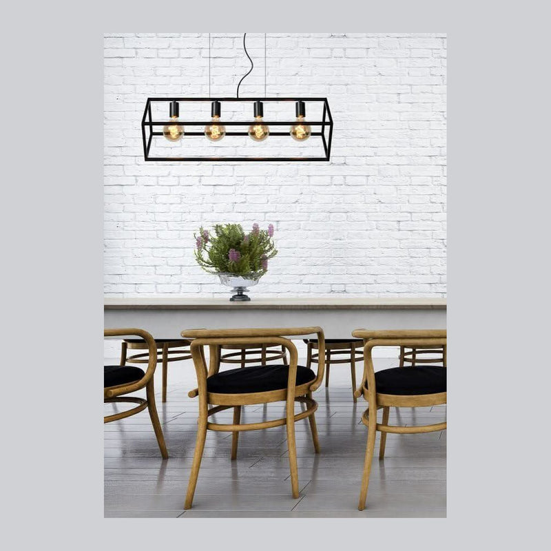 Suspension Fabian 4 lumières noire