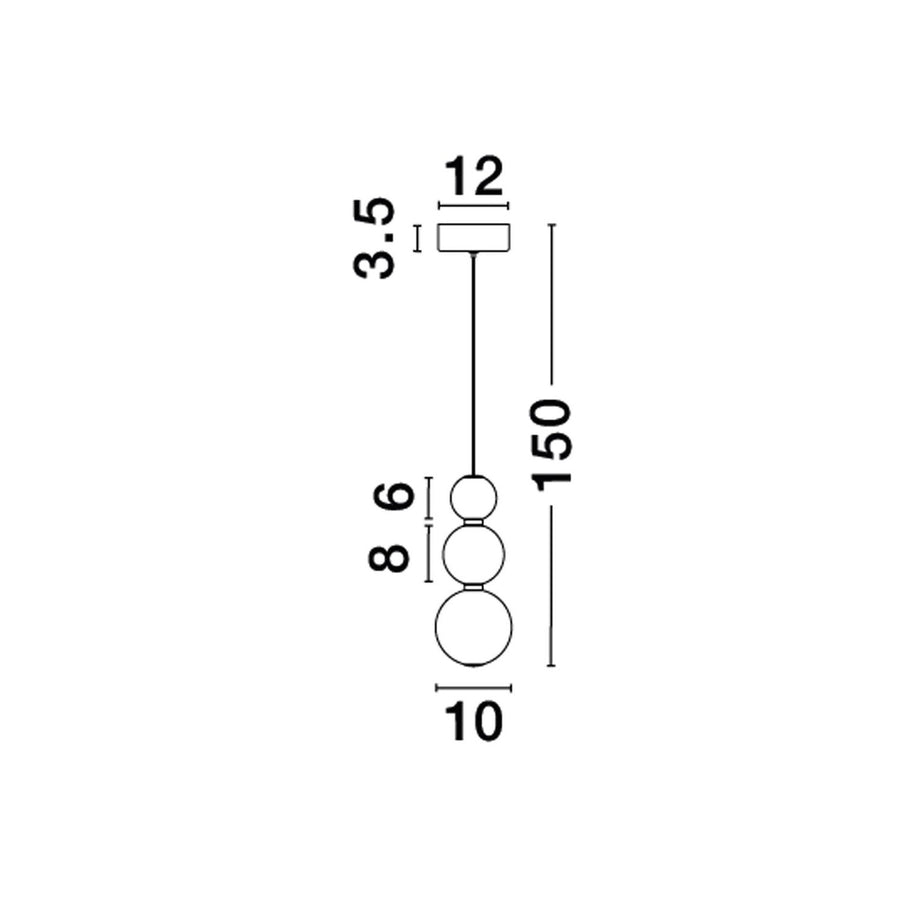 Suspension Perla chromée, verre, H 150 cm (9186918)