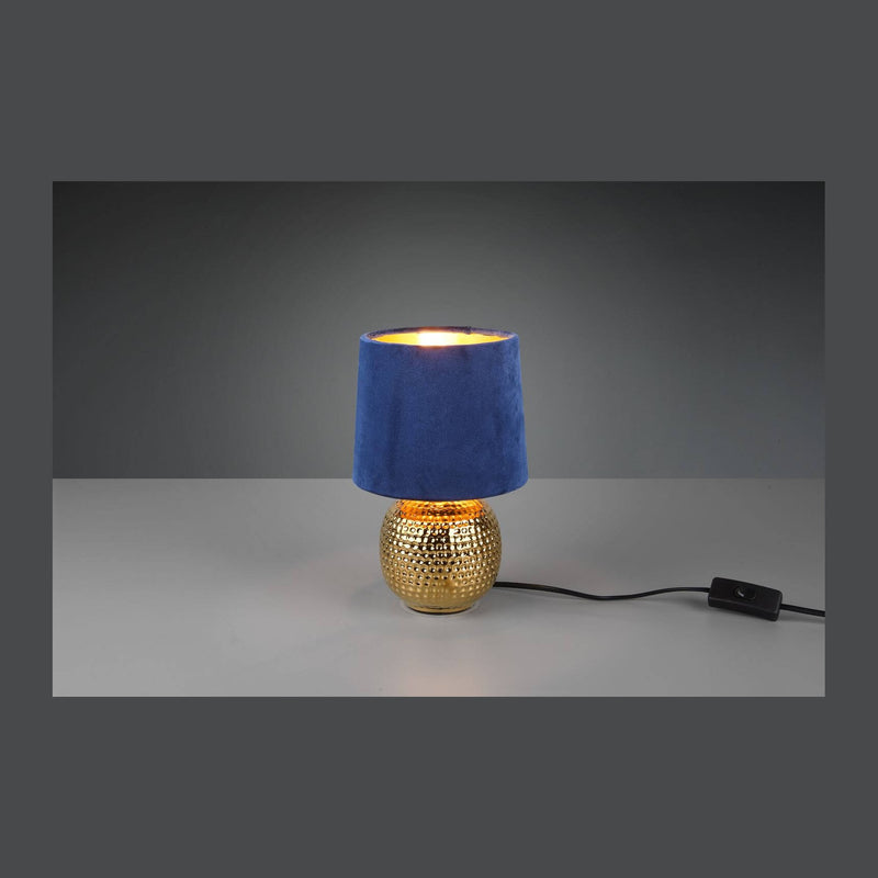 Lampe à poser Sophia dorée et bleu, céramique