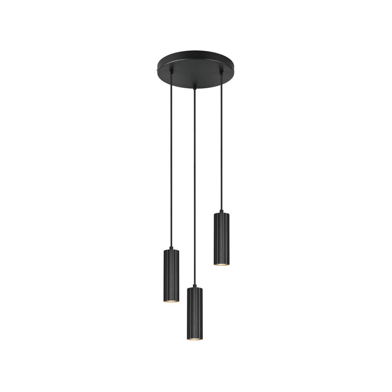 Suspension Soka 3 lumières noire mat