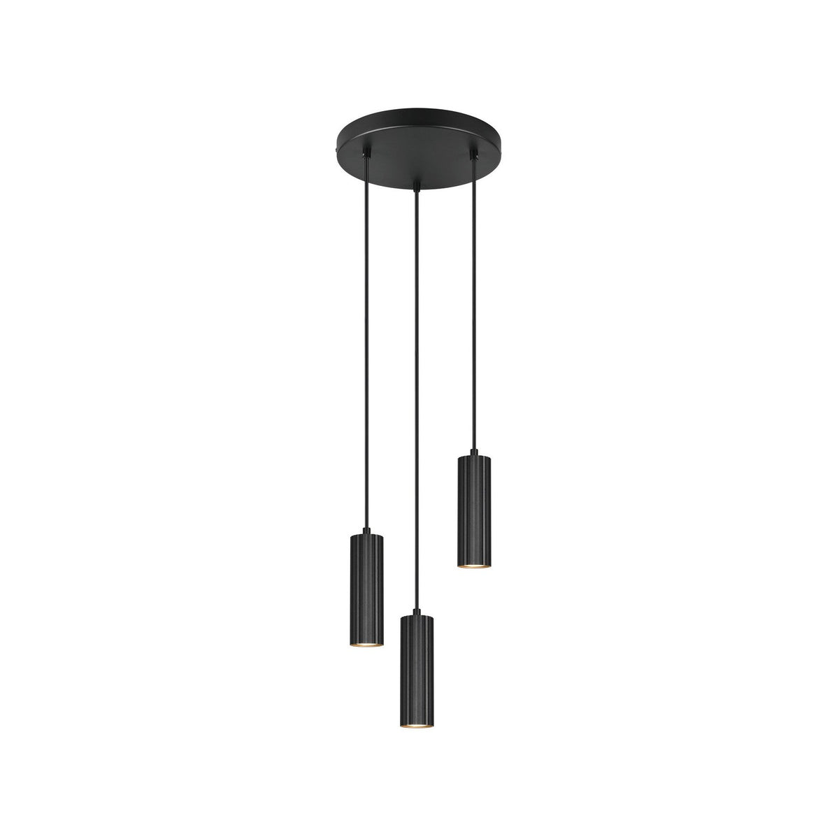 Suspension Soka 3 lumières noire mat