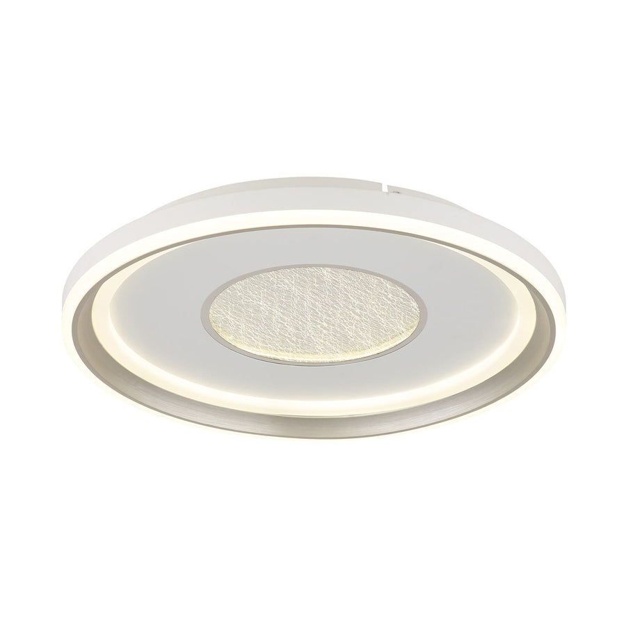 Plafonnier rond blanc mat vu de face sur fond neutre