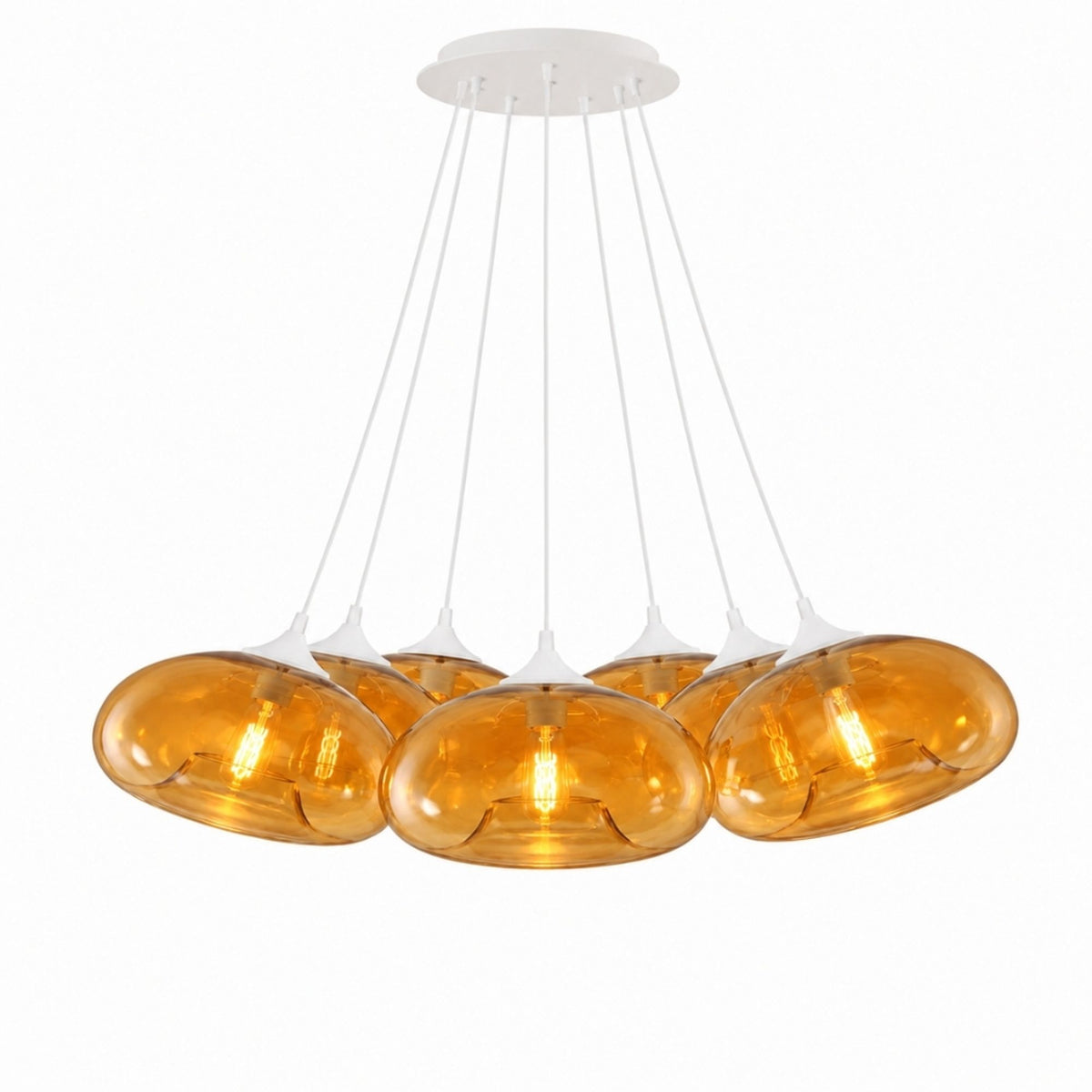 Suspension grappe Cruet 7 lumières, verres Ø 28 cm