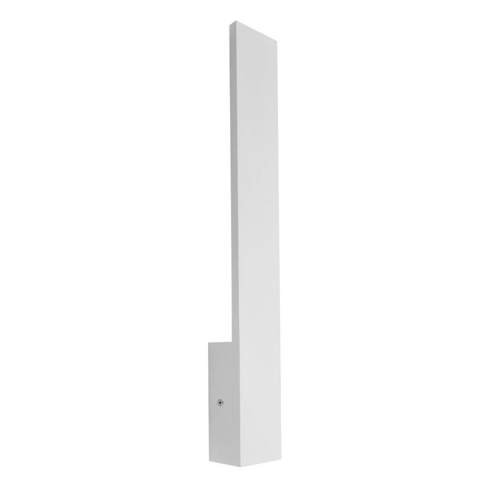 Applique murale blanche verticale rectangulaire, vue de face sur fond blanc
