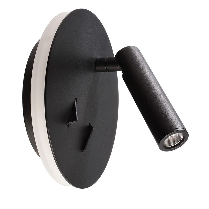 Applique murale Brahe aluminium et noire, Ø 15 cm