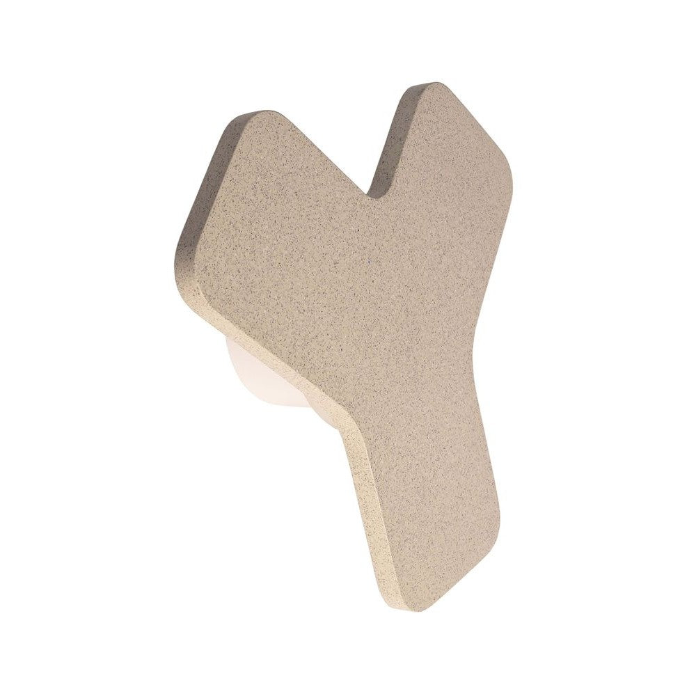 Applique murale beige en forme de Y, vue de trois quarts sur fond blanc