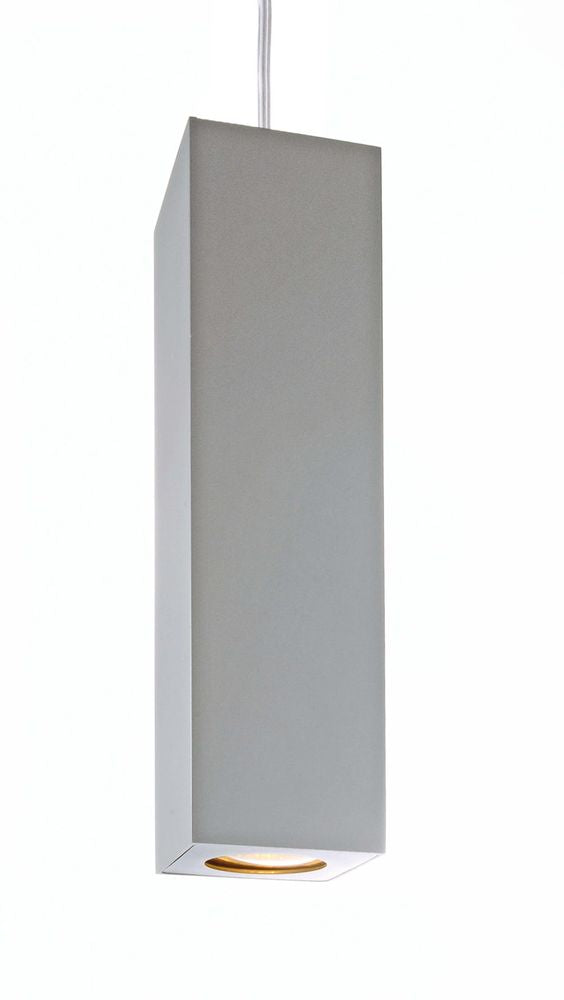 Détail du corps rectangulaire gris et de la source lumineuse en bas