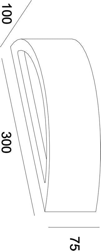Schéma de dimensions de l'applique indiquant 300 mm, 100 mm et 75 mm.
