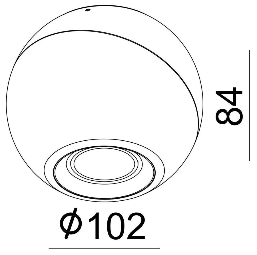 Schéma technique coté du diamètre 102 mm et de la hauteur 48 mm.