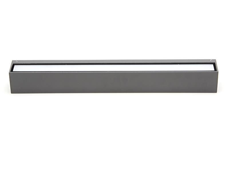 Appareil éteint vu de face, cadre rectangulaire gris et verre clair.