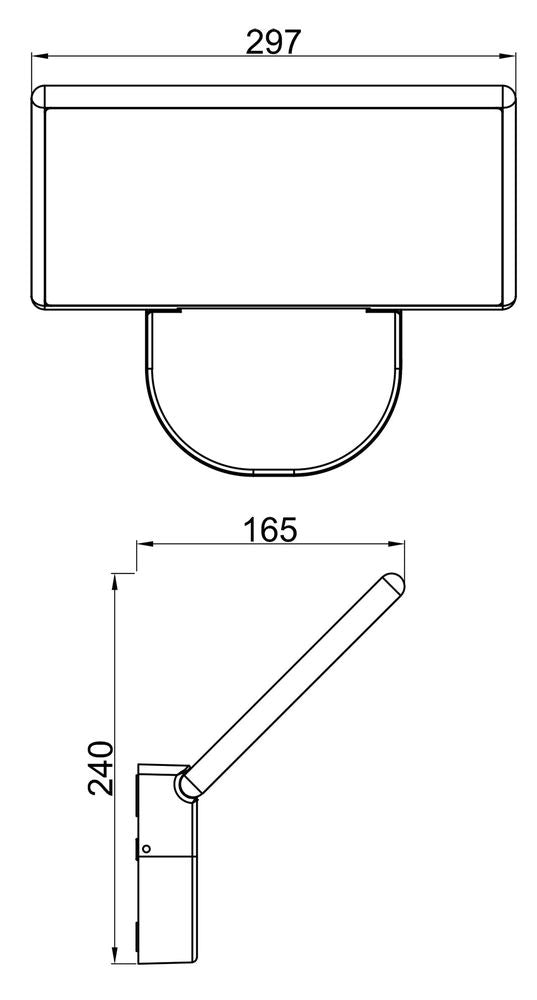 Schéma technique coté du luminaire avec largeur 297 mm et hauteur 240 mm