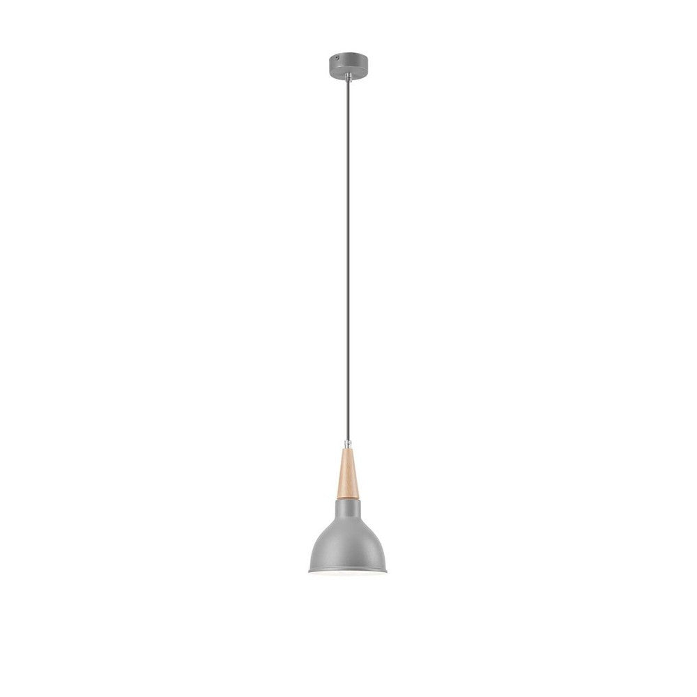 Suspension argentée et bois, 15 cm