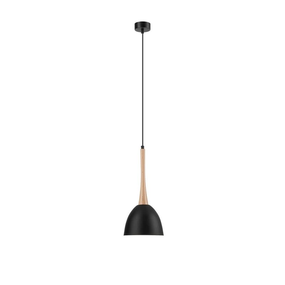 Suspension noire et bois, 18,5 cm