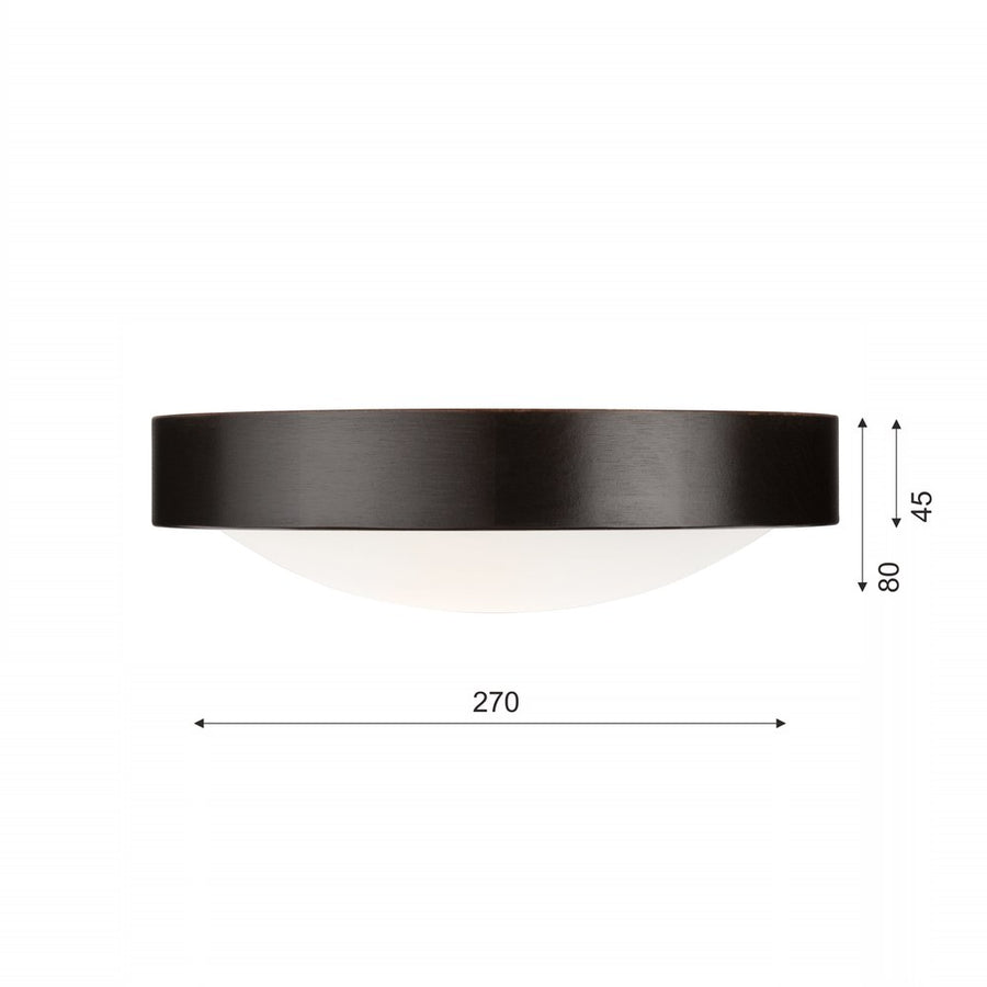 Schéma coté du plafonnier indiquant 270 mm de diamètre et 80 mm de hauteur.