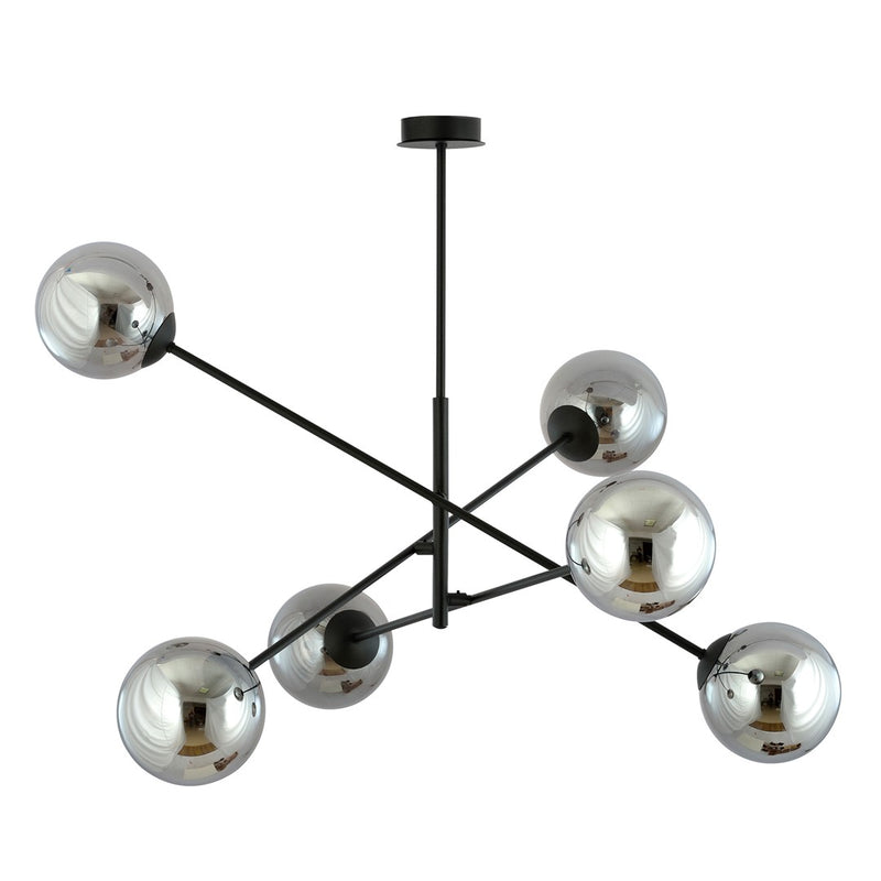 Plafonnier Norrika 6 lumières noir et anthracite, verre