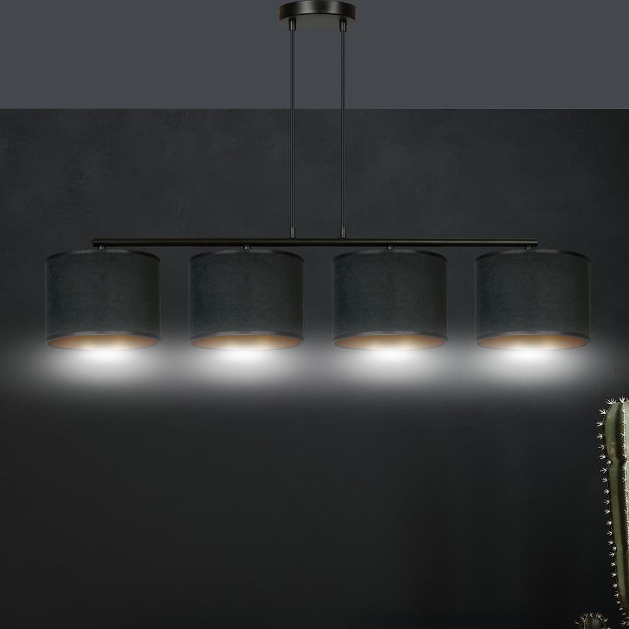 Suspension Lyngar 4 lumières noire, velours