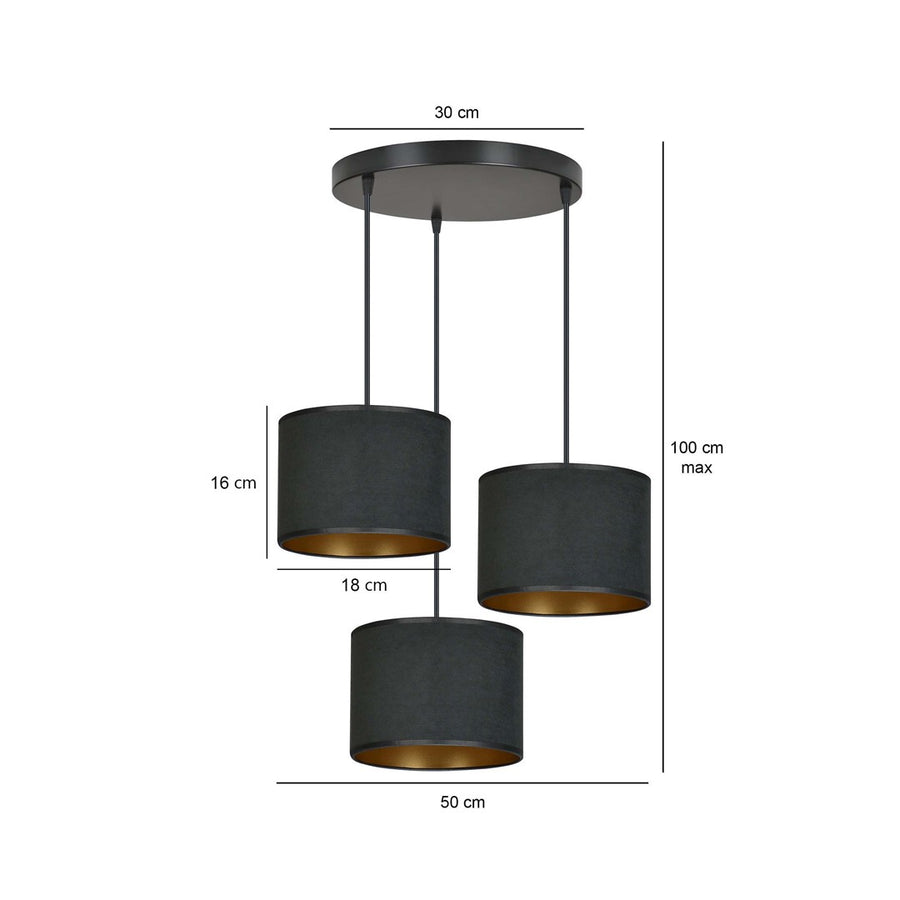 Schéma coté du luminaire avec diamètre du plateau et hauteur maximale