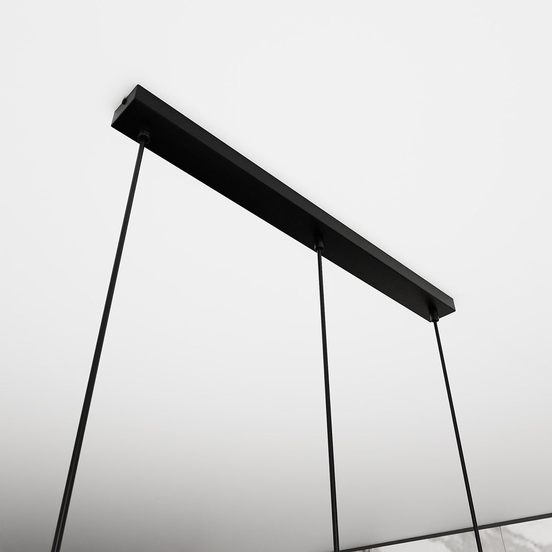 Suspension Koldara 3 lumières noire et ambrée, verre