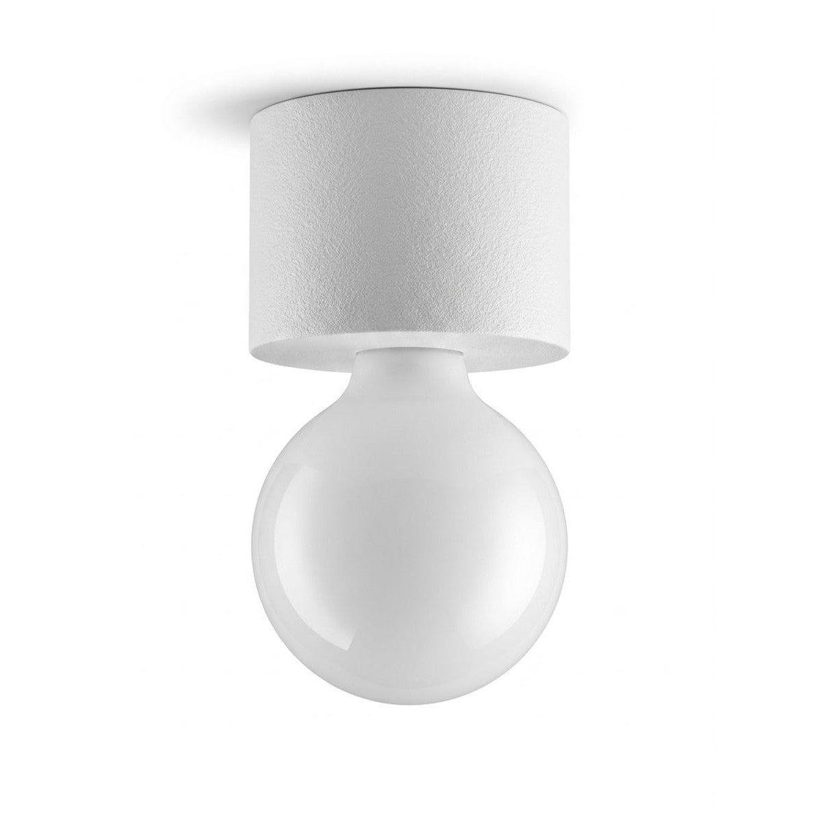 Applique murale blanche de face avec abat-jour cylindrique et globe lumineux