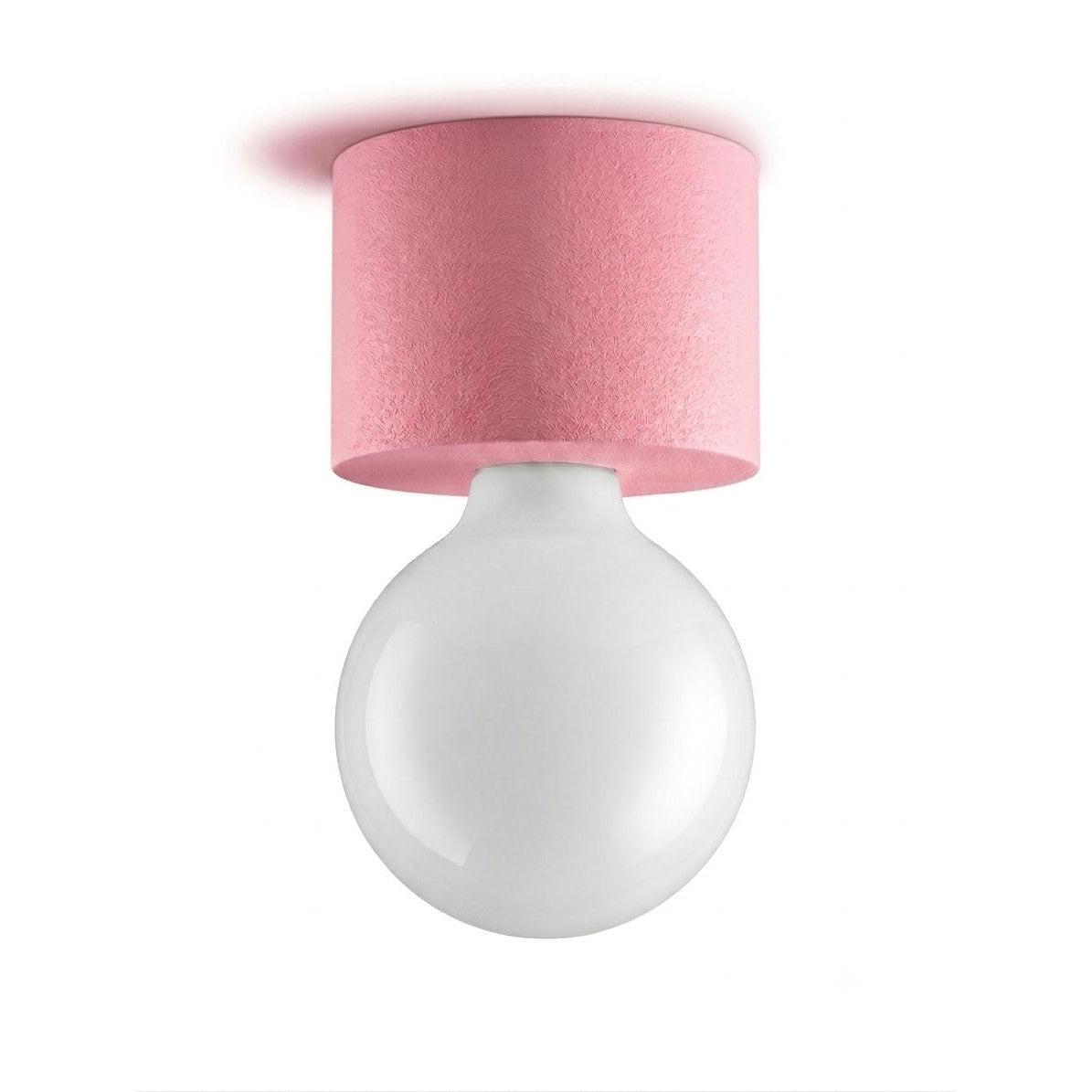 Applique murale rose avec abat-jour cylindrique et globe blanc suspendu