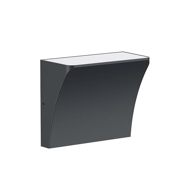 Applique murale noire de face, diffuseur blanc sur le dessus.