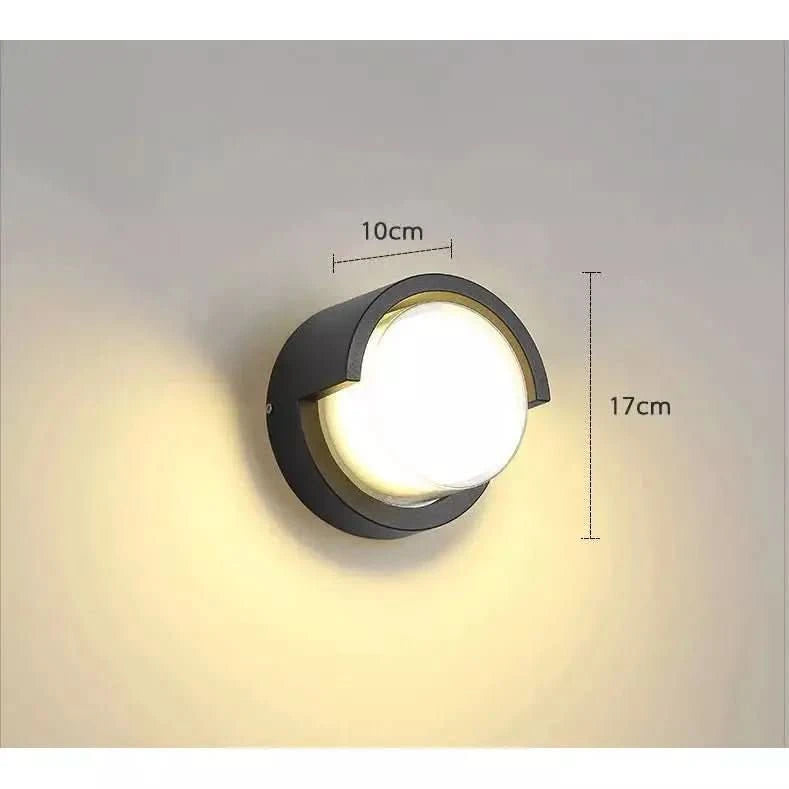 Schéma de dimensions du luminaire mural rond avec mesures 10 cm et 17 cm.