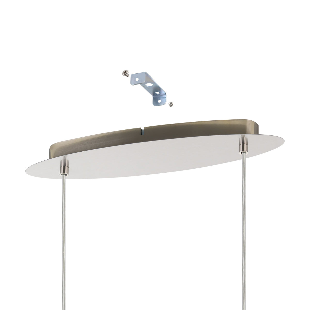 Suspension Maserlo 2 lumières taupe et dorée, tissu