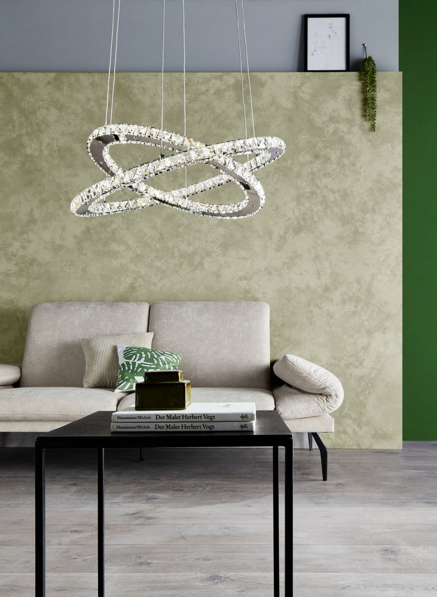 Suspension Varrazo chromée, cristal