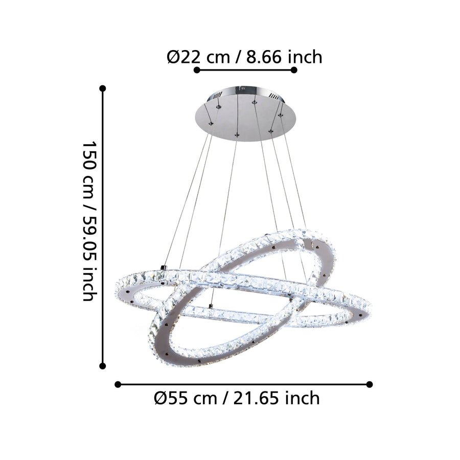 Suspension Varrazo chromée, cristal