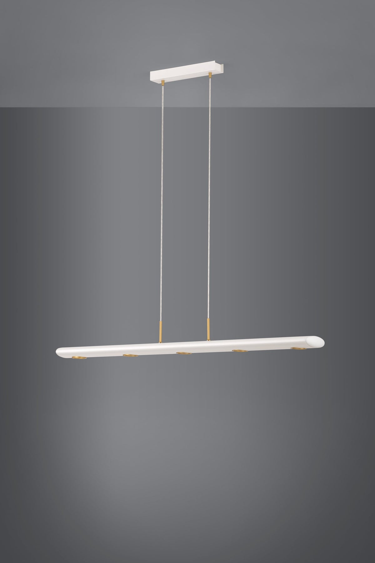 Vue d'ensemble du luminaire suspendu sur fond gris dégradé