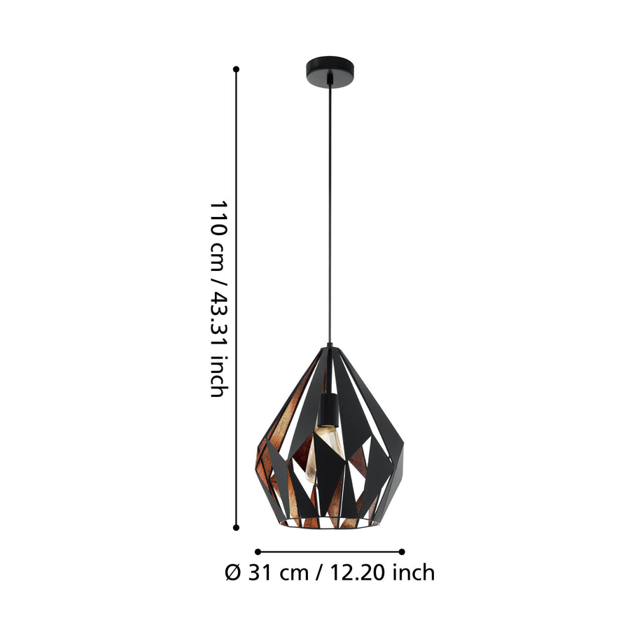 Schéma de dimensions indiquant une hauteur de 110 cm et un diamètre de 31 cm