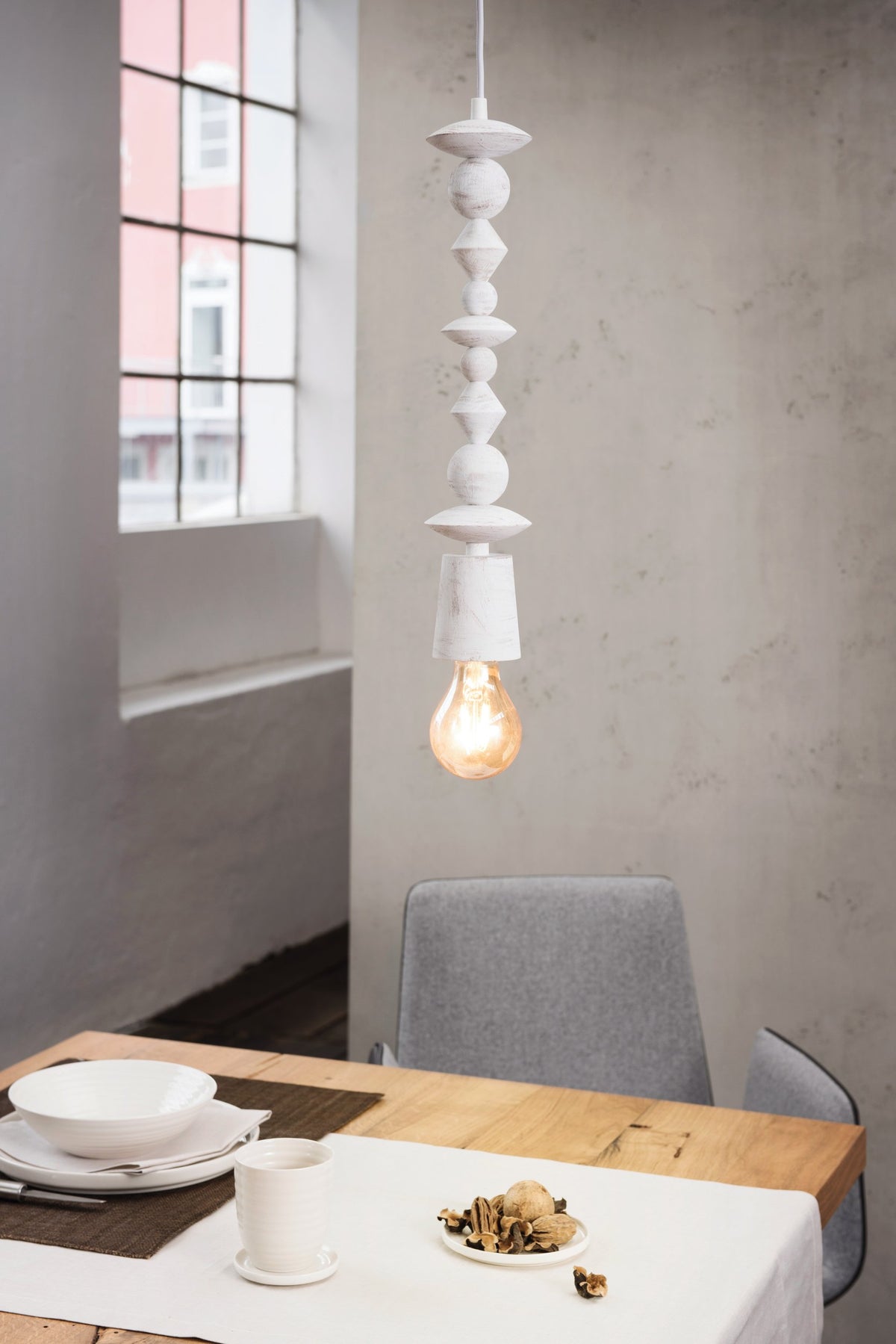 Suspension Avoltri bois et blanche (49371)