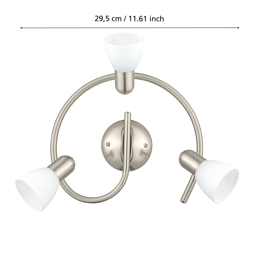 Schéma de dimensions indiquant une largeur totale de 29,5 cm, vue de dessous