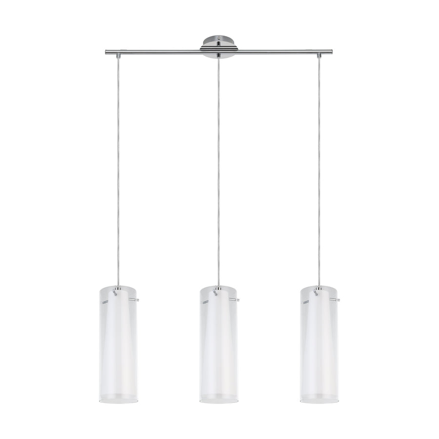 Vue de face du luminaire éteint, verre laissant voir le diffuseur intérieur conique