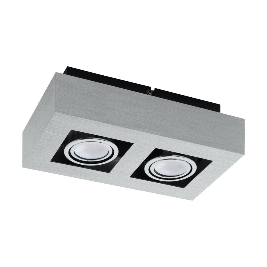 Plafonnier Loke 1 aluminium et noir