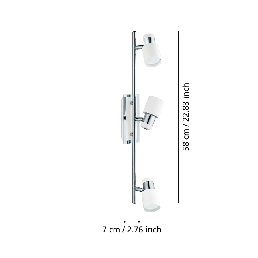 Spot Davida chromé et blanc, L 58 cm