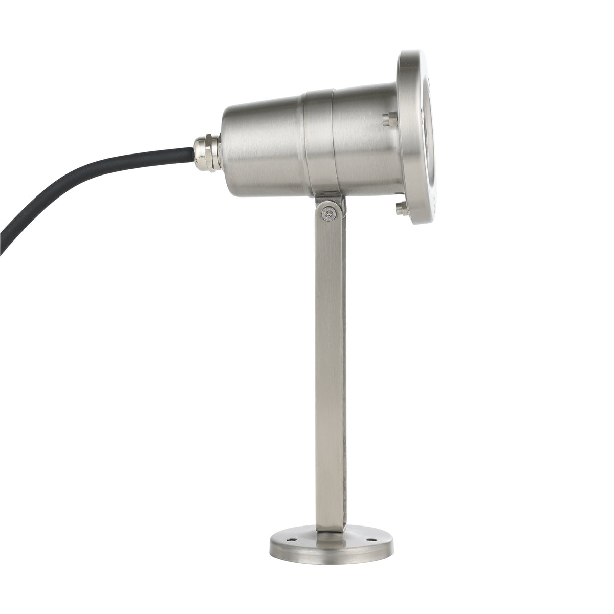 Vue de profil du projecteur sur tige rectangulaire avec presse-étoupe