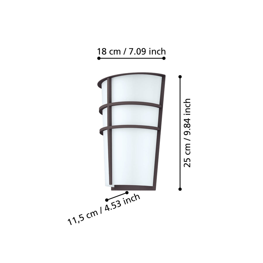Schéma coté indiquant 18 cm de large, 25 cm de haut et 11,5 cm de profondeur