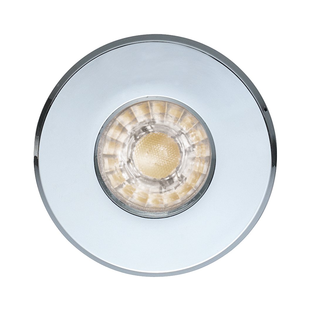 Vue de face du spot encastré avec sa lentille LED centrale transparente