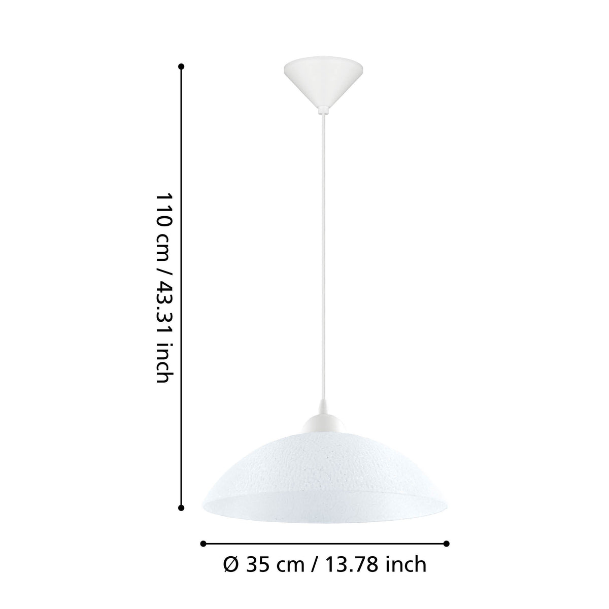 Schéma de dimensions indiquant une hauteur de 110 cm et un diamètre de 35 cm
