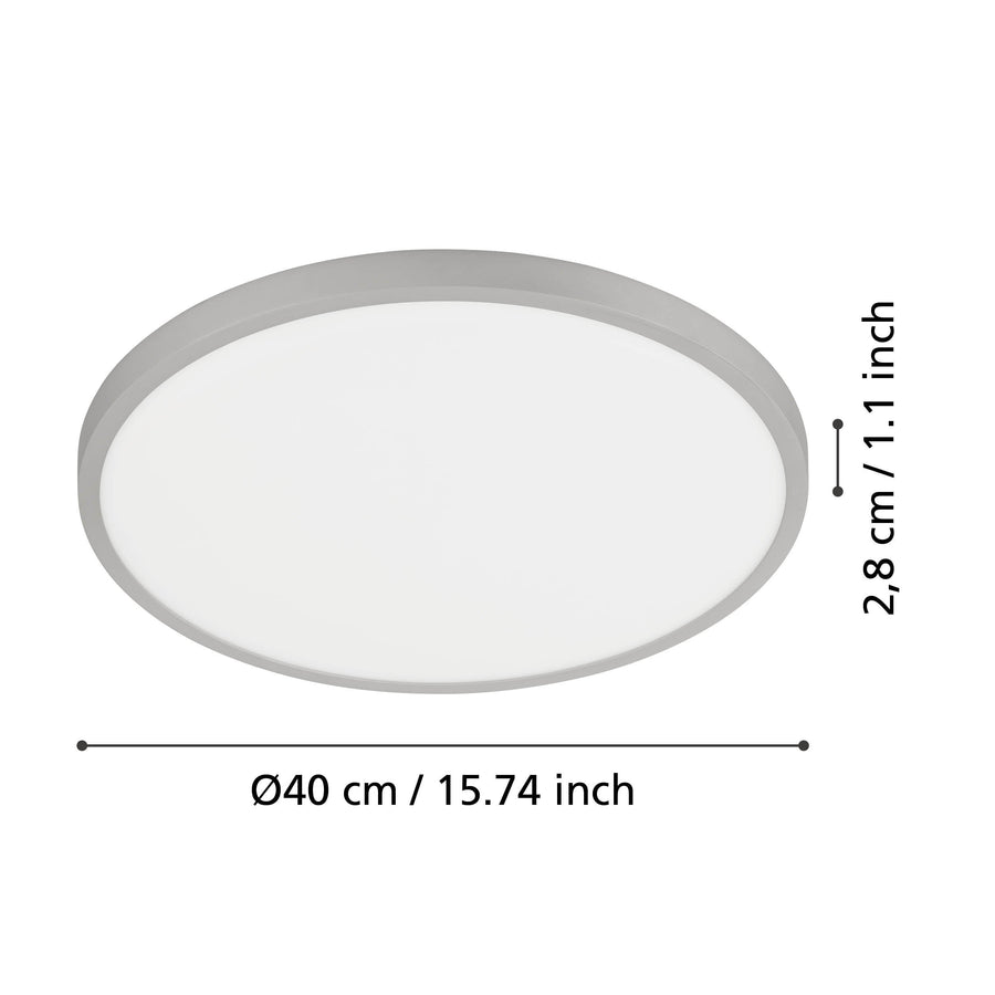 Schéma coté indiquant un diamètre de 40 cm et une hauteur de 2,8 cm